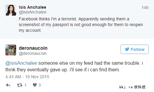 只因名字叫ISIS 女子賬號被Facebook封殺