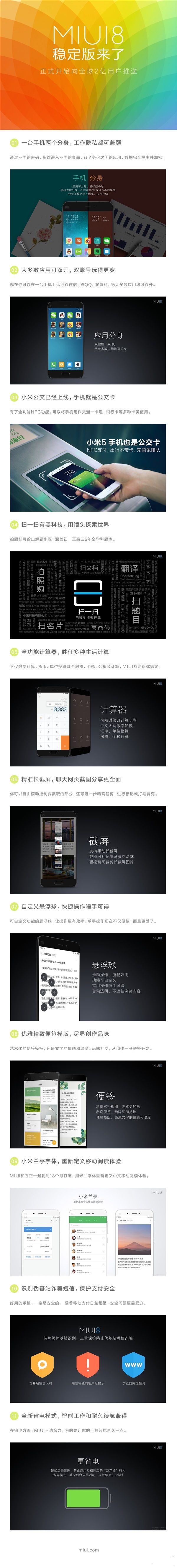 MIUI 8穩定版終于來了！面向全球2億用戶