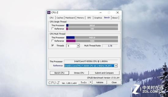 CPU-Z的Benchmark測試數(shù)據(jù)