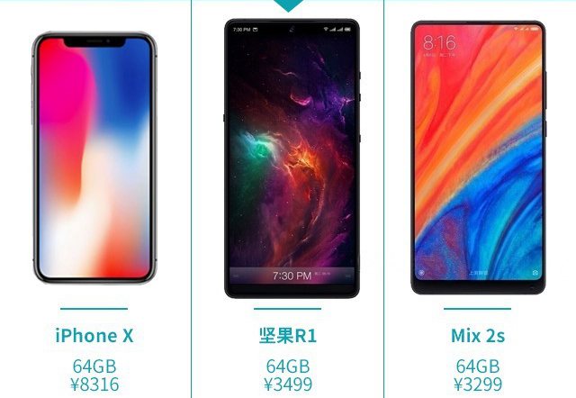 小米MIX2S、堅(jiān)果R1、iPhone X對比導(dǎo)購 國產(chǎn)旗艦對決蘋果