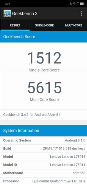 聯(lián)想Z5跑分多少?搭載驍龍636的聯(lián)想Z5跑分實測
