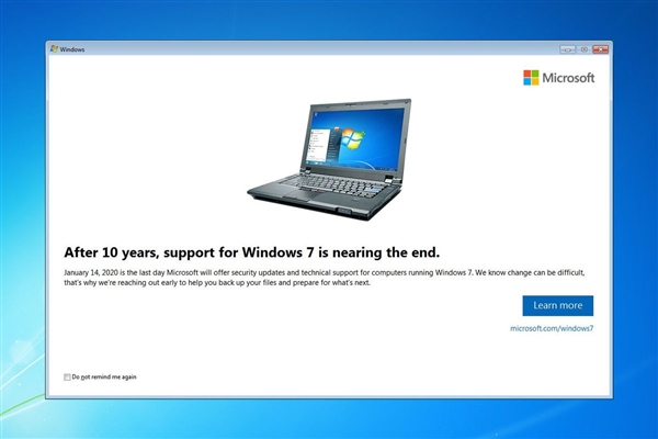 微軟:Win7專業版即將于2020年1月14日結束支持