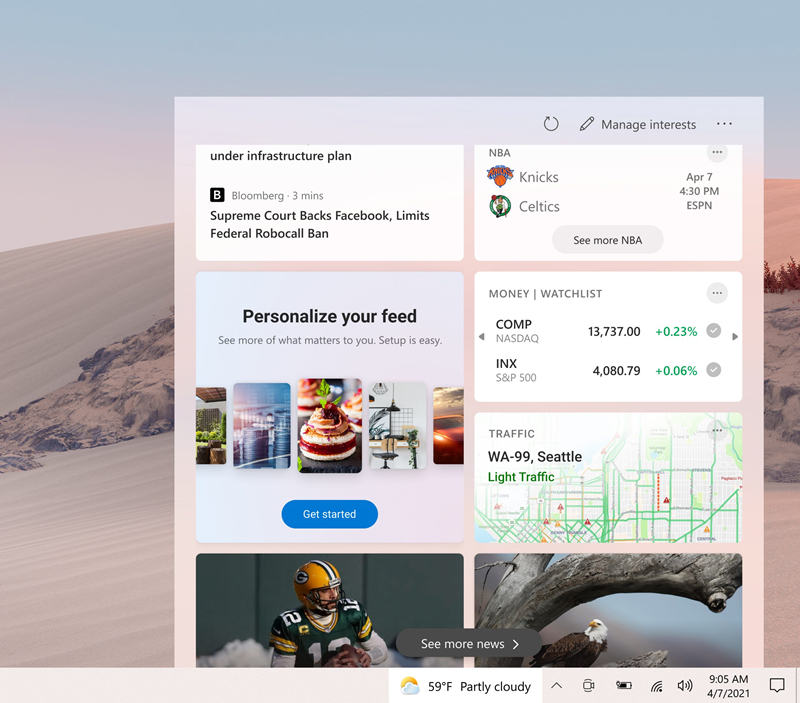微軟Windows 10 build 21354 新增"我的興趣"和其他功能的改進!