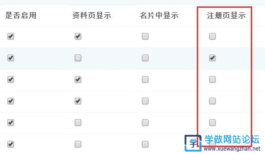 啟用DISCUZ用戶注冊表單項
